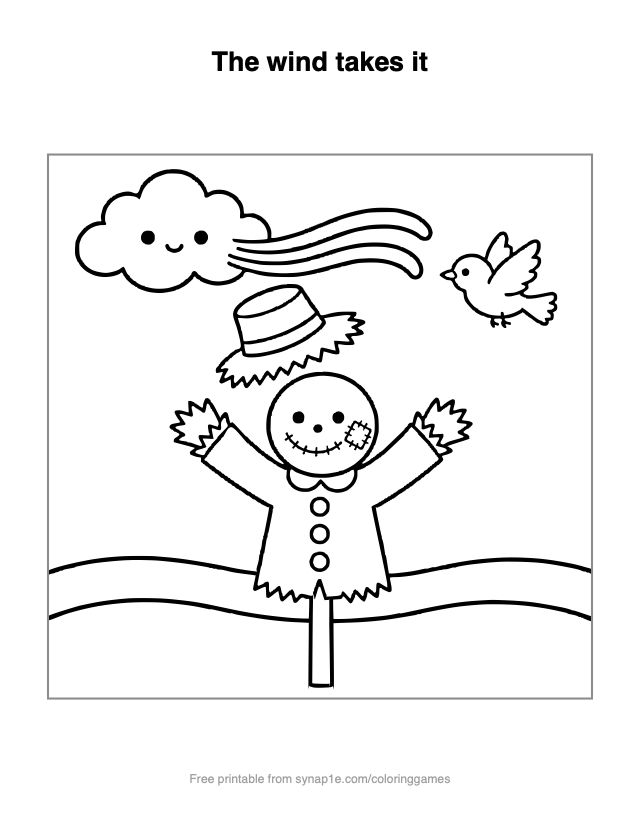 The wind takes it — free printable farm coloring page