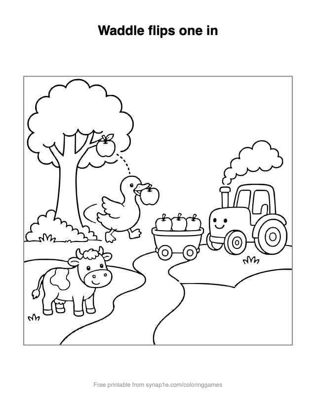 Waddle flips one in — free printable farm coloring page