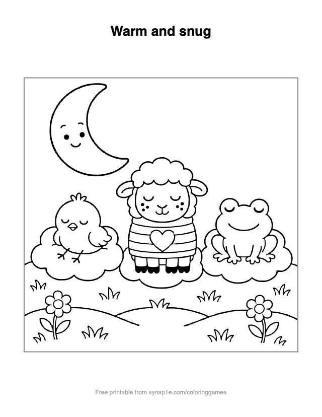 Warm and snug — free printable farm coloring page