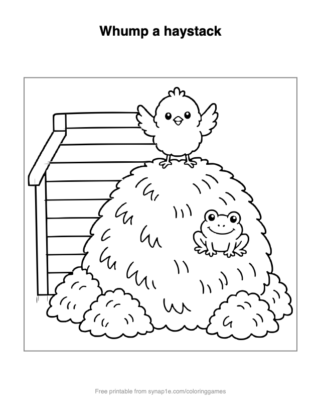 Whump a haystack — free printable farm coloring page