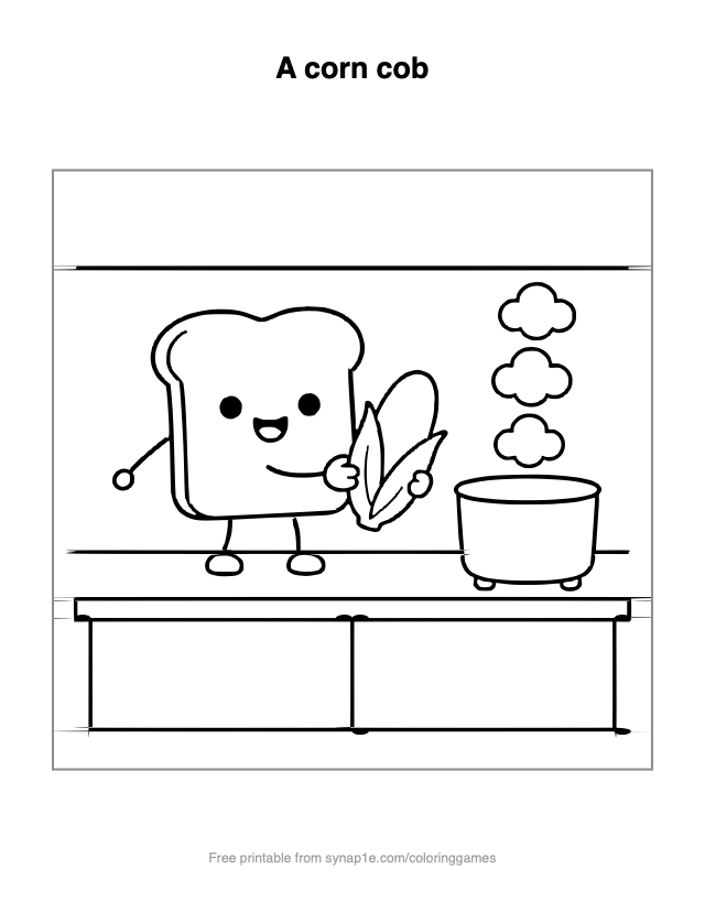 A corn cob — free printable food coloring page