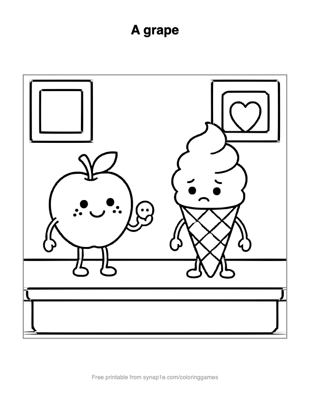 A grape — free printable food coloring page