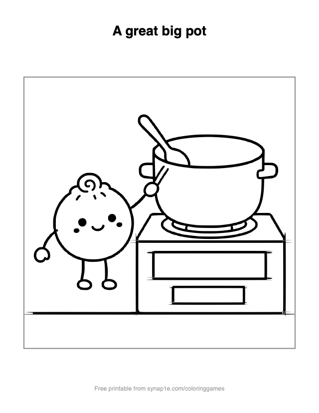 A great big pot — free printable food coloring page