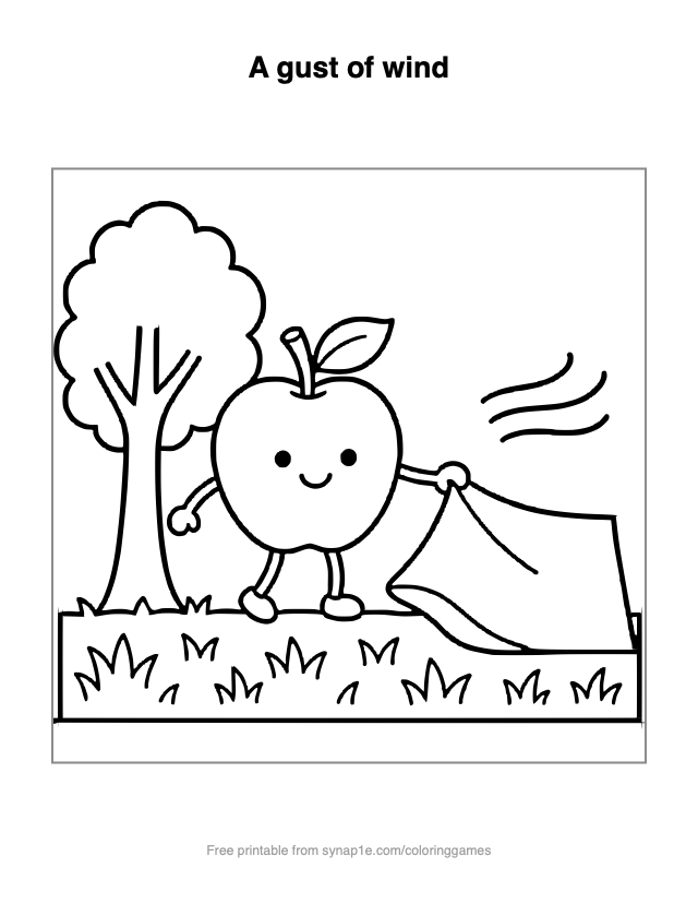 A gust of wind — free printable food coloring page