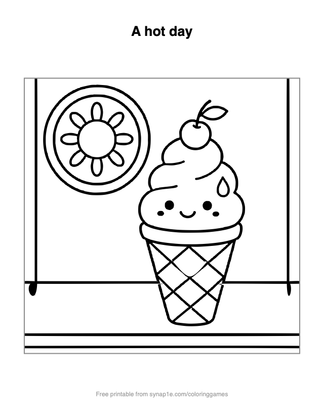 A hot day — free printable food coloring page