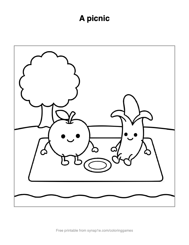 A picnic — free printable food coloring page