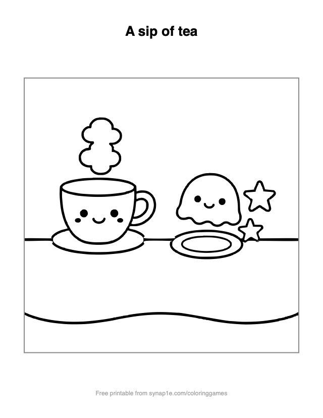 A sip of tea — free printable food coloring page