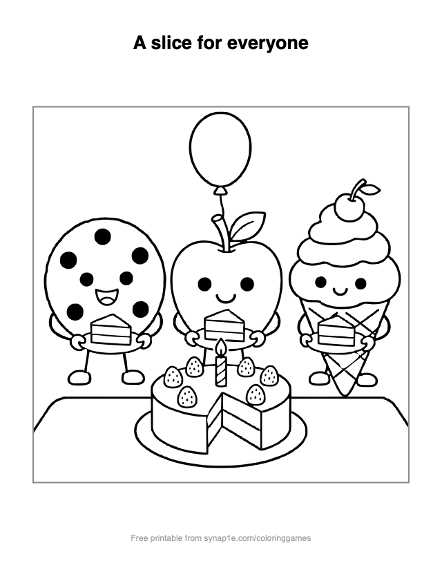 A slice for everyone — free printable food coloring page