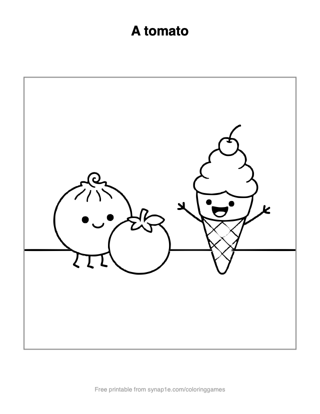 A tomato — free printable food coloring page