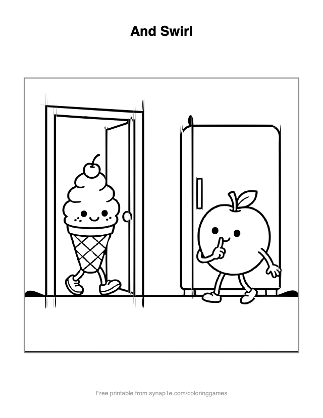 And Swirl — free printable food coloring page