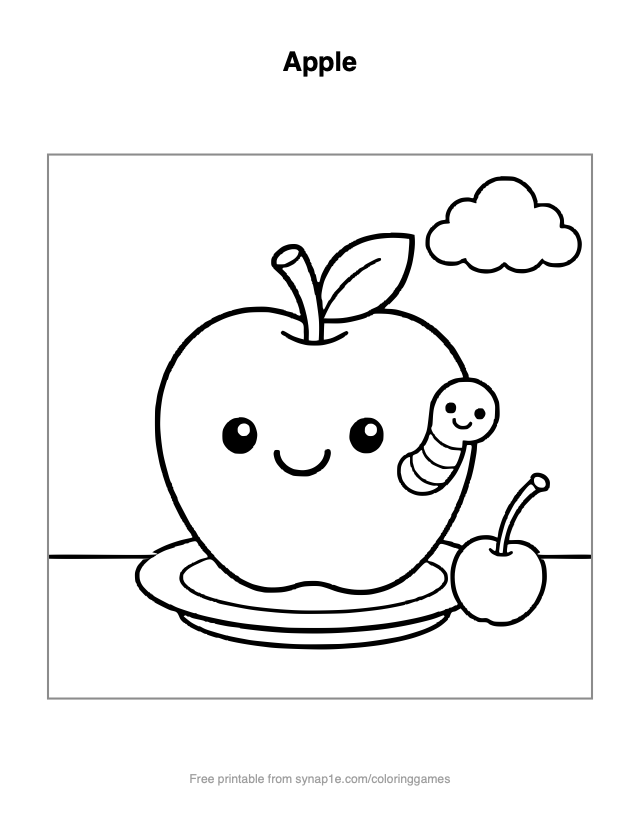 Apple — free printable food coloring page