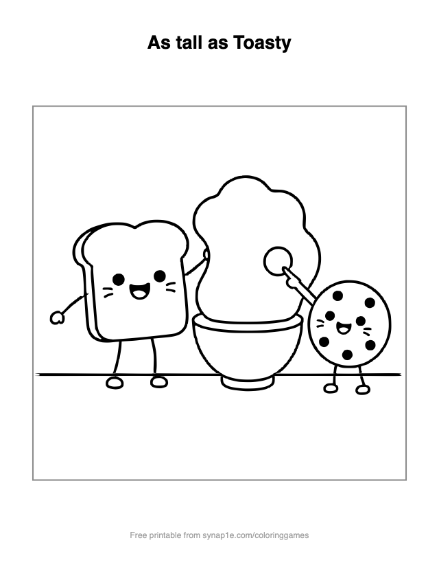 As tall as Toasty — free printable food coloring page