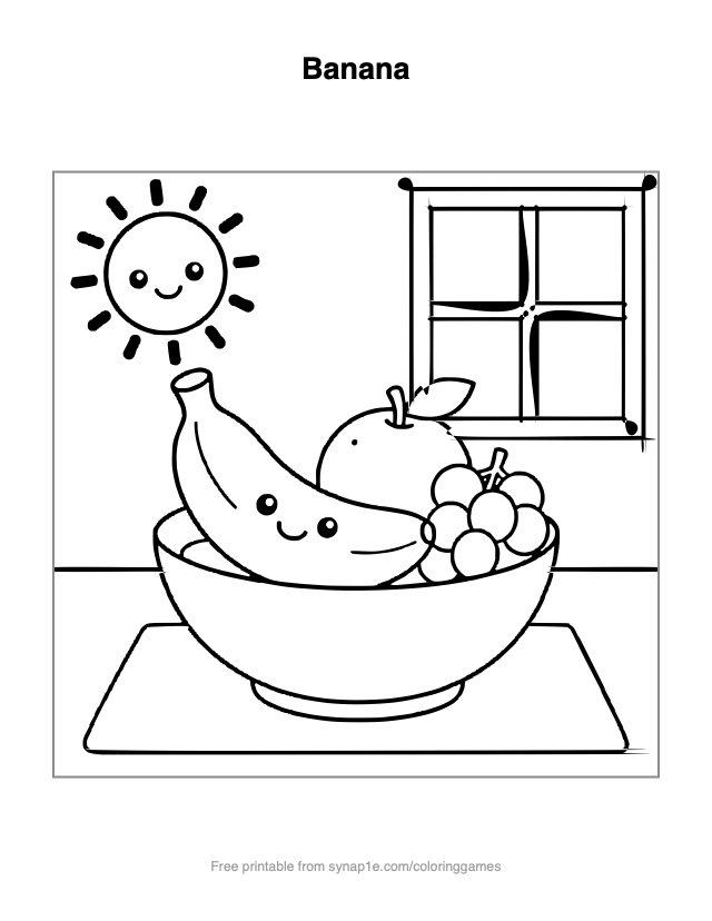 Banana — free printable food coloring page