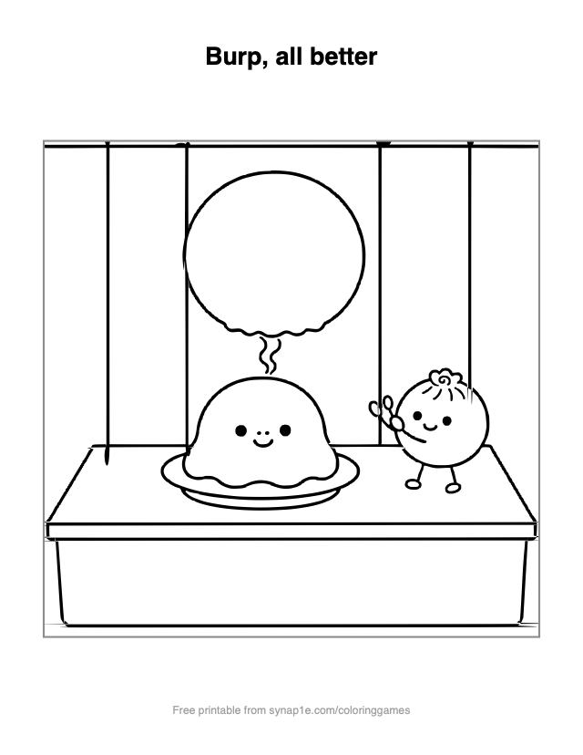 Burp, all better — free printable food coloring page