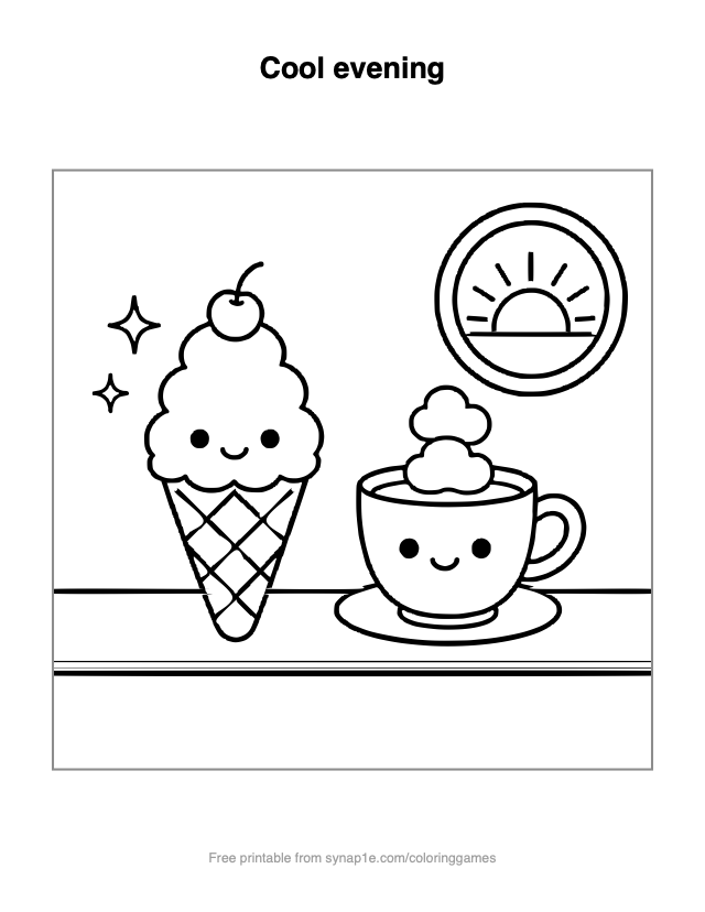 Cool evening — free printable food coloring page