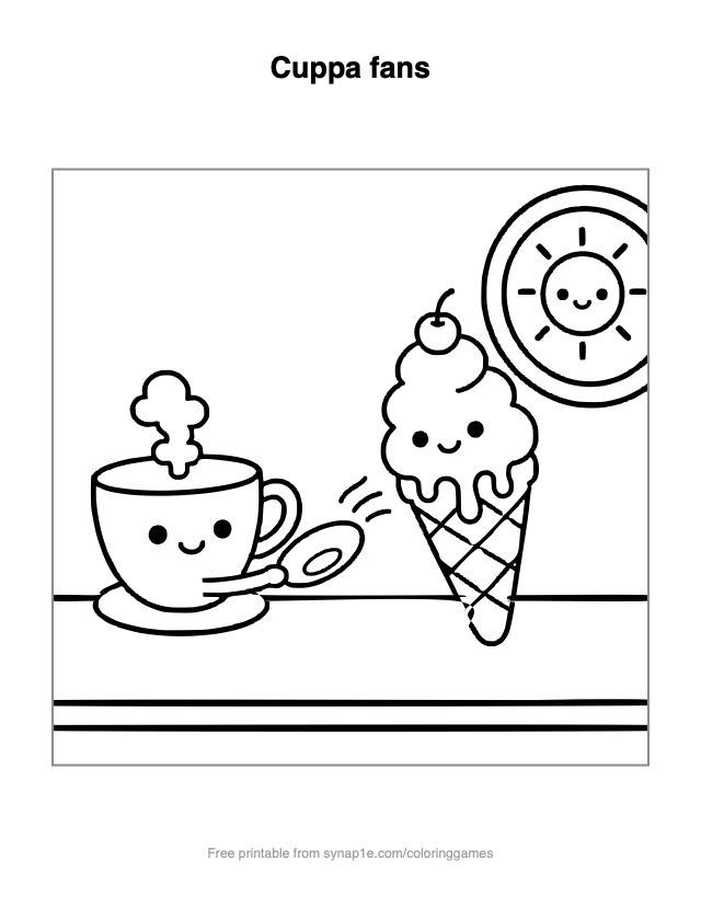 Cuppa fans — free printable food coloring page