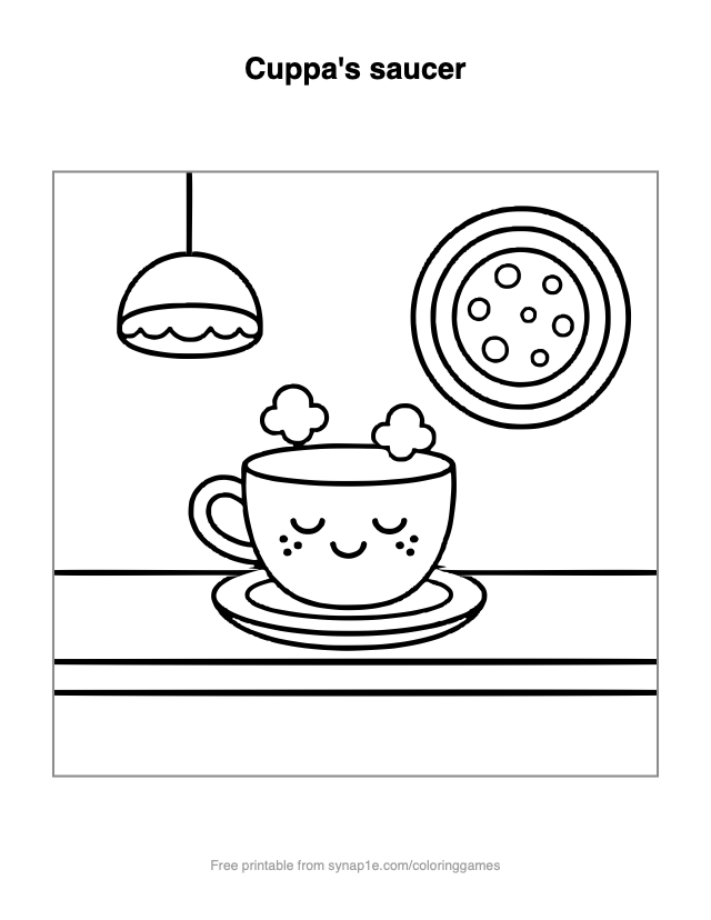 Cuppa's saucer — free printable food coloring page