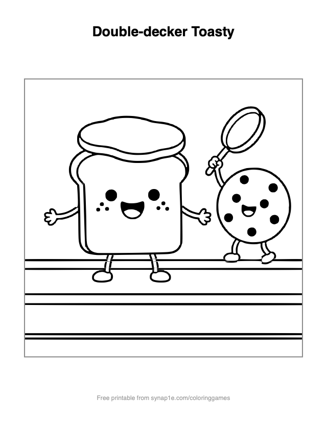 Double-decker Toasty — free printable food coloring page