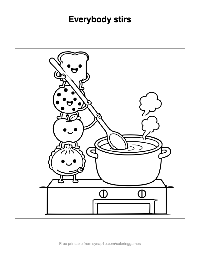 Everybody stirs — free printable food coloring page