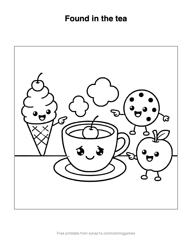 Found in the tea — free printable food coloring page
