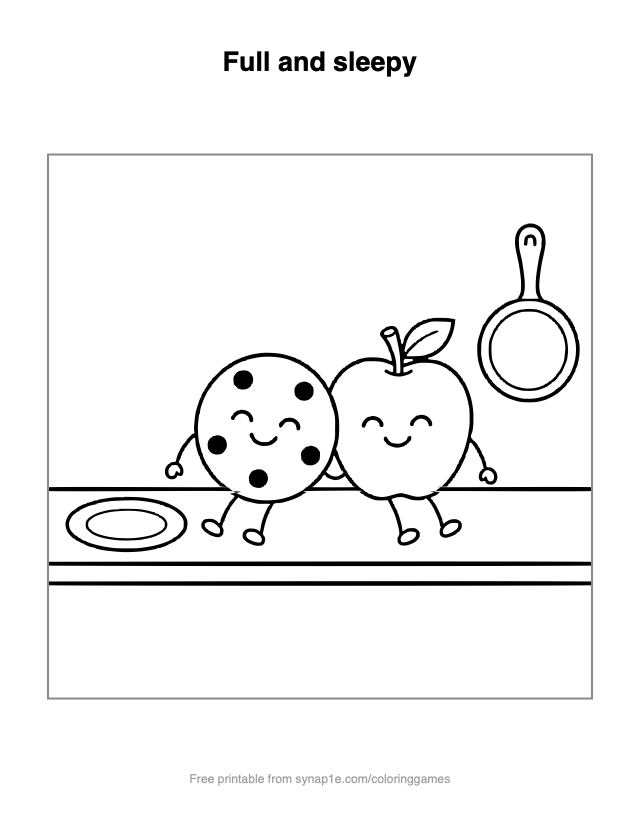 Full and sleepy — free printable food coloring page