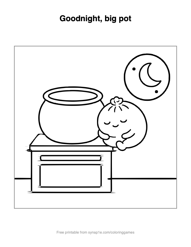 Goodnight, big pot — free printable food coloring page
