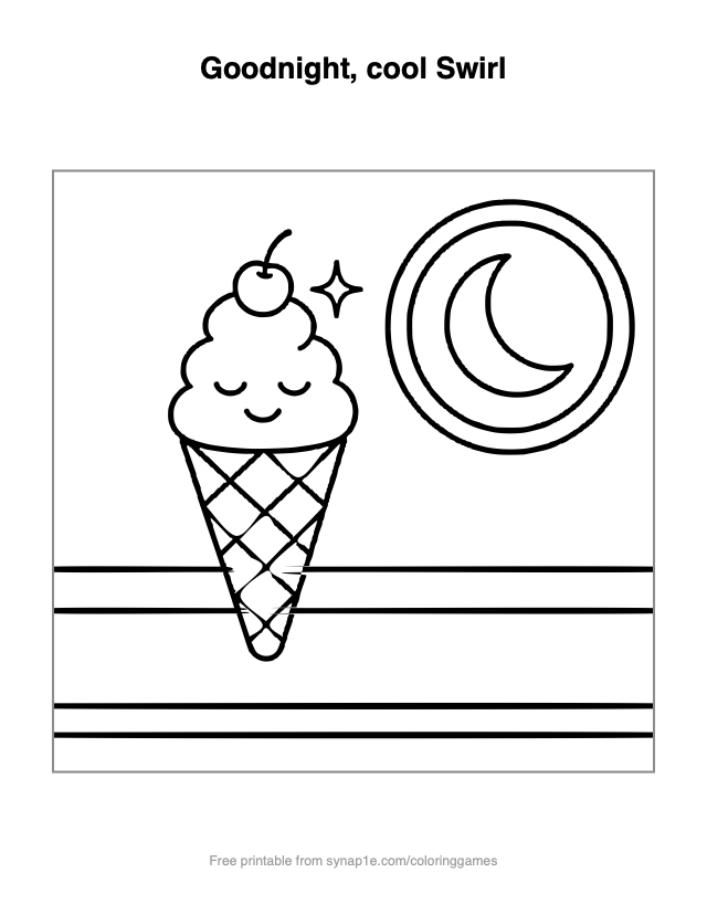 Goodnight, cool Swirl — free printable food coloring page