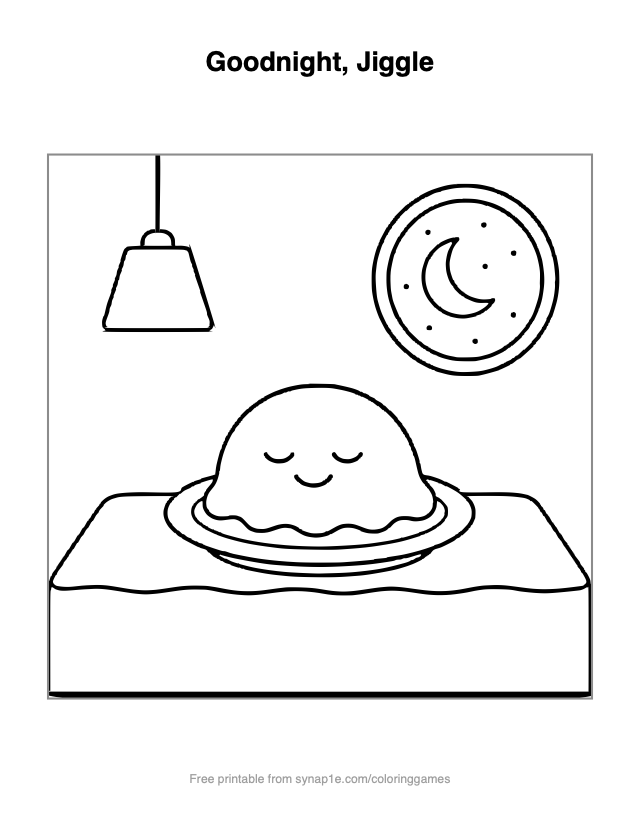Goodnight, Jiggle — free printable food coloring page