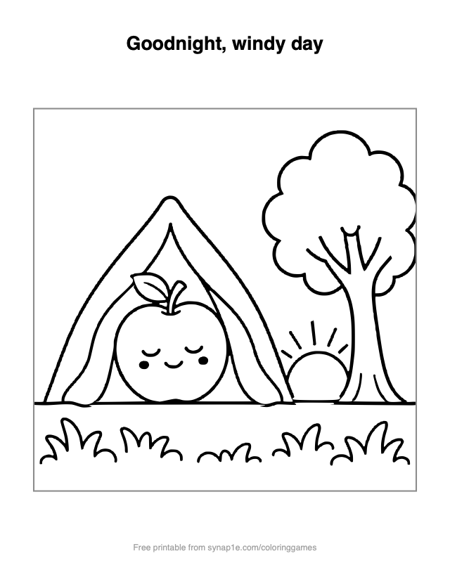 Goodnight, windy day — free printable food coloring page