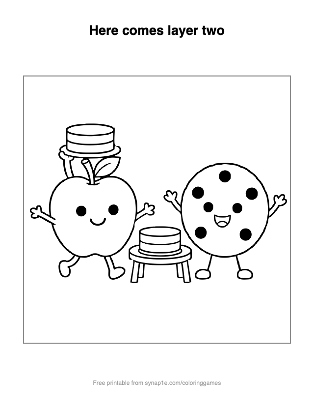 Here comes layer two — free printable food coloring page