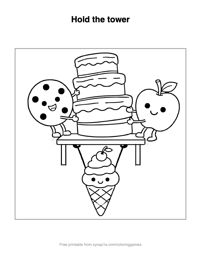 Hold the tower — free printable food coloring page