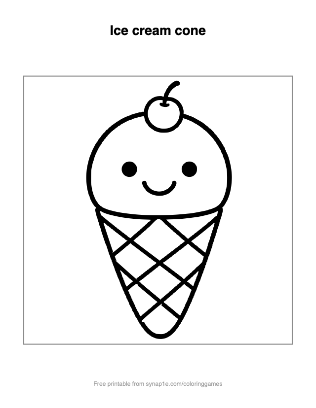 Ice cream cone — free printable food coloring page