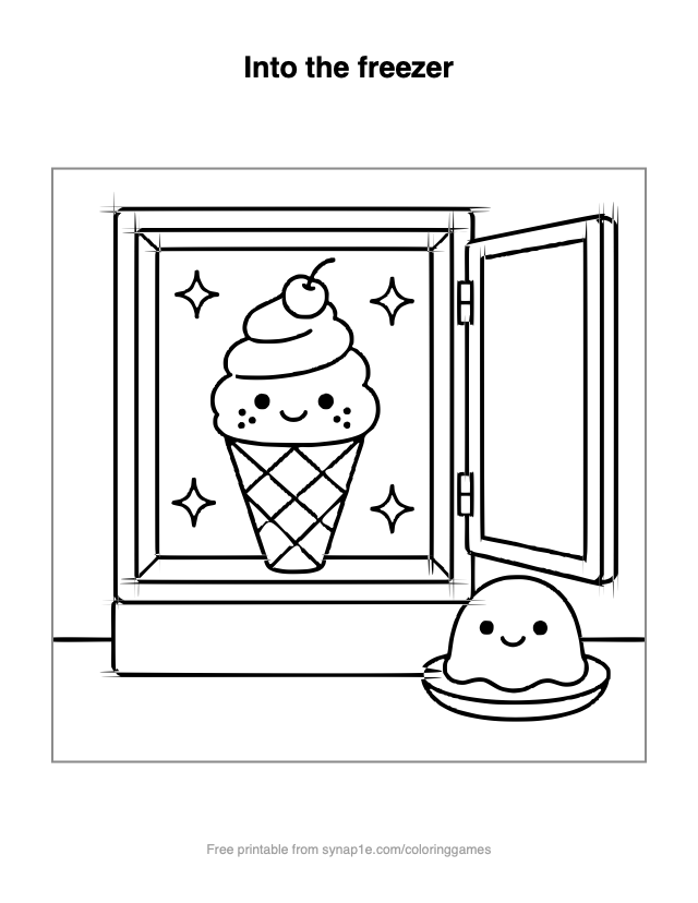 Into the freezer — free printable food coloring page