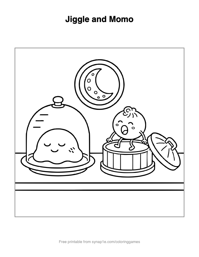 Jiggle and Momo — free printable food coloring page