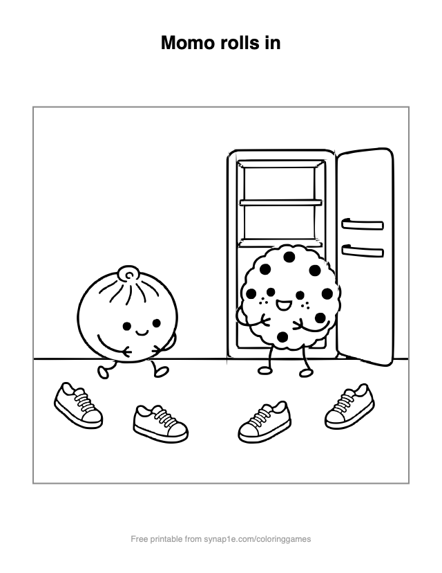 Momo rolls in — free printable food coloring page