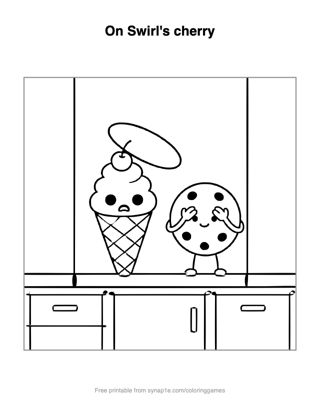 On Swirl's cherry — free printable food coloring page