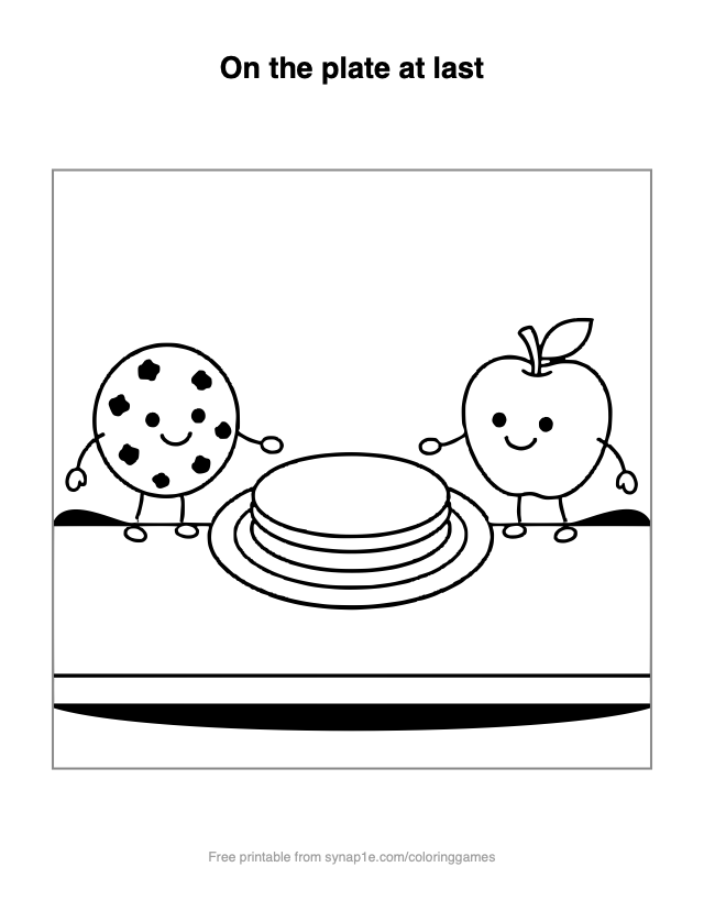 On the plate at last — free printable food coloring page