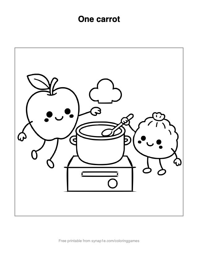 One carrot — free printable food coloring page