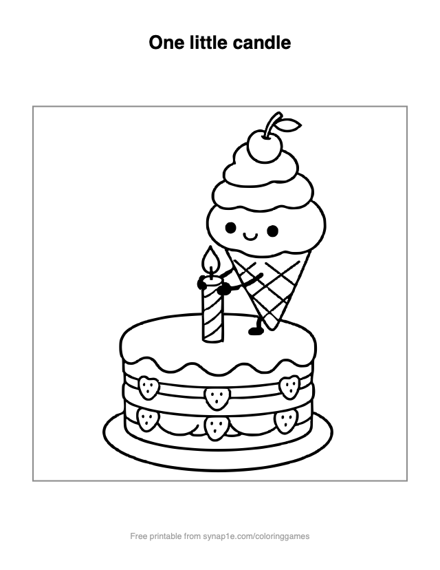 One little candle — free printable food coloring page