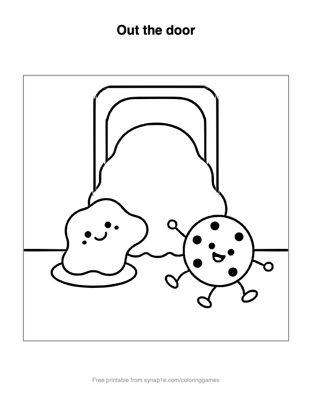 Out the door — free printable food coloring page