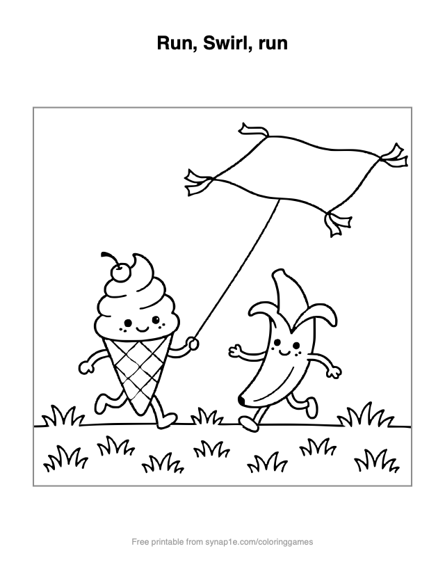 Run, Swirl, run — free printable food coloring page