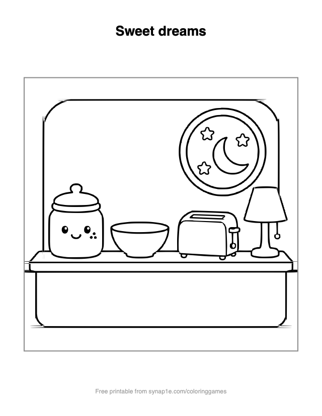 Sweet dreams — free printable food coloring page