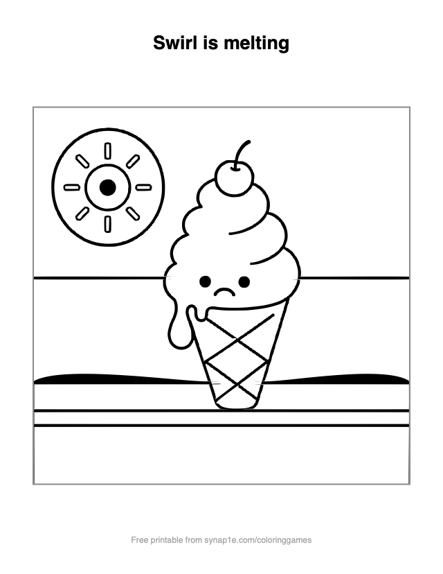 Swirl is melting — free printable food coloring page