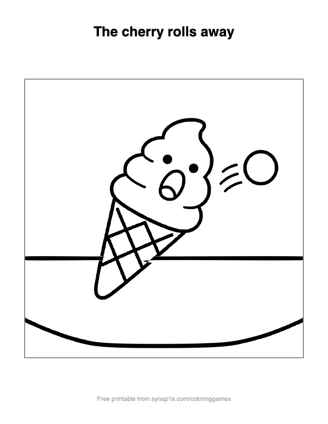 The cherry rolls away — free printable food coloring page