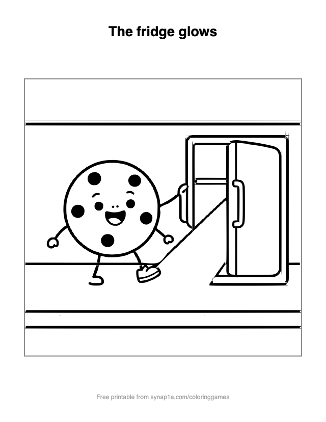The fridge glows — free printable food coloring page