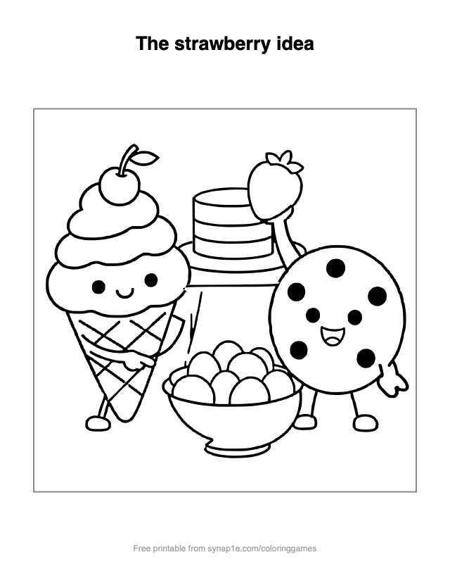 The strawberry idea — free printable food coloring page