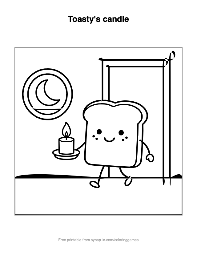 Toasty's candle — free printable food coloring page