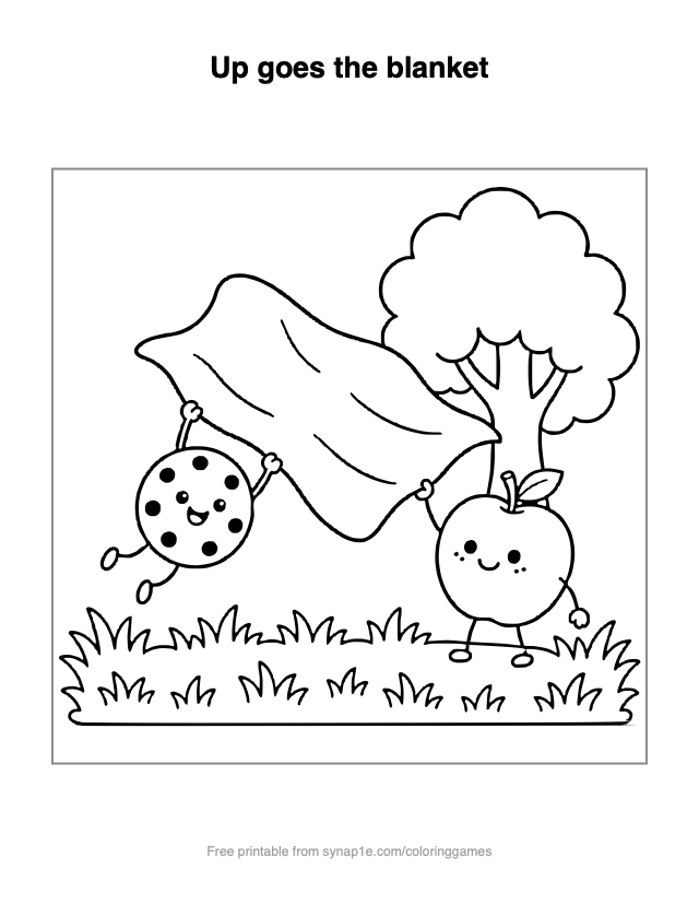 Up goes the blanket — free printable food coloring page
