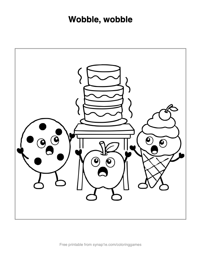 Wobble, wobble — free printable food coloring page