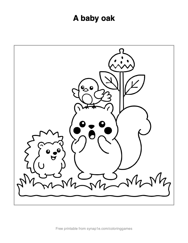 A baby oak — free printable numbers coloring page